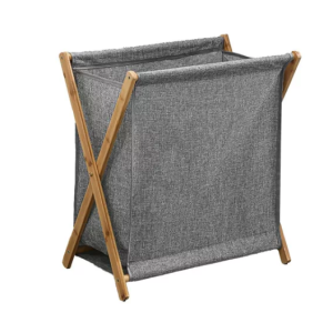 Canasto Cesto Plegable Madera Tela Ropa