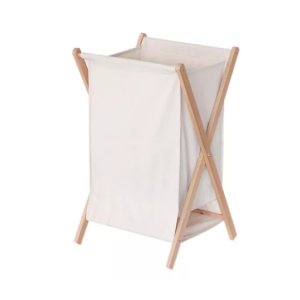 Canasto Cesto Plegable Madera Tela Ropa