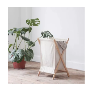 Canasto Cesto Plegable Madera Tela Ropa