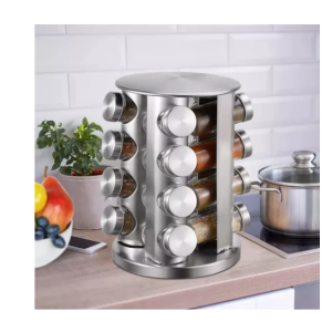 Especiero Redondo Giratorio 16 Frascos De Vidrio Acero Inox