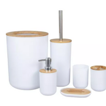 Set Baño 6 Pcs Dispensador Jabonera Papelera Cepillo Blanco
