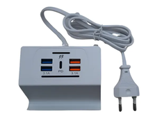 Cargador Soporte Adaptador 4 Usb + C 220v
