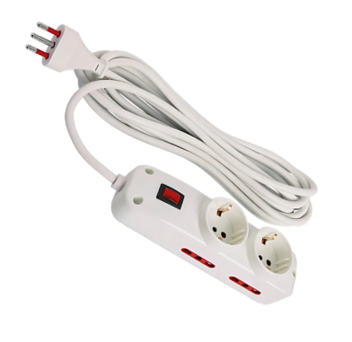 Alargue Zapatilla De 2 Shuko + 4Tomas Blanco 3m  Conatel