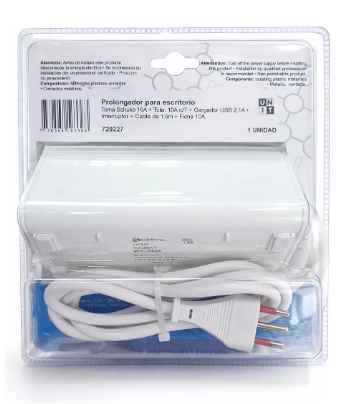 Alargue Escritorio Ficha 3l C/sch+3l+usb 1.5 Mt CONATEL