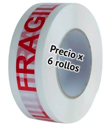 Cinta Adhesiva Empaque Fragil Pack X 6