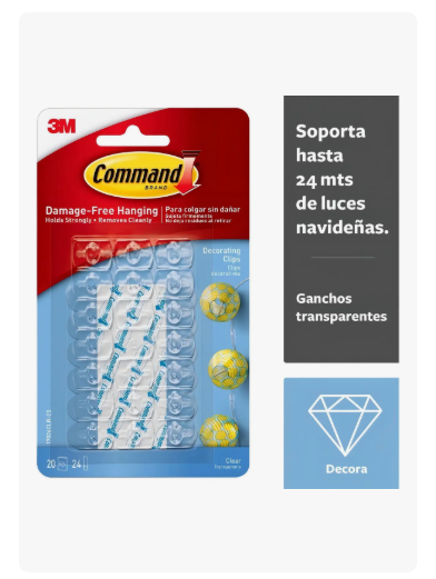 Ganchos Decorativos Command Transparentes Para Interior X20