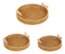 Canastos De Mimbre Set X3 Organizador Cestos Redondos
