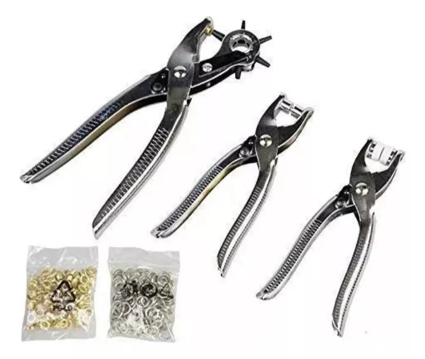 Set Sacabocados Pinzas Ojalillos Y Broches